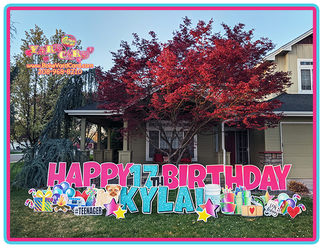 Happy Birthday yard sign pink